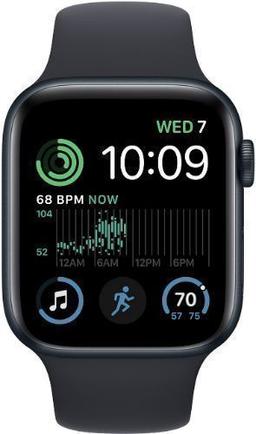 Apple Watch SE 2nd Gen (2022) (Cellular + GPS) - 32GB - 44mm - Midnight Aluminum Case with Midnight Rubber Sport Band - Small/Medium Size