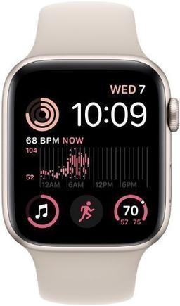 Apple Watch SE 2nd Gen (2022) (GPS) - 32GB - 40mm - Starlight Aluminum Case with Starlight Rubber Sport Band - Small/Medium Size