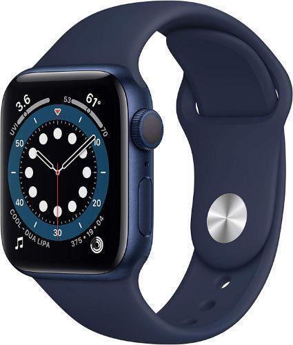 Apple  Watch Series 6 - 32GB - Blue-Aluminum-Sport Band-Blue - GPS - 40mm - Blue - Aluminum - Blue - Sport Band - Rubber - Acceptable