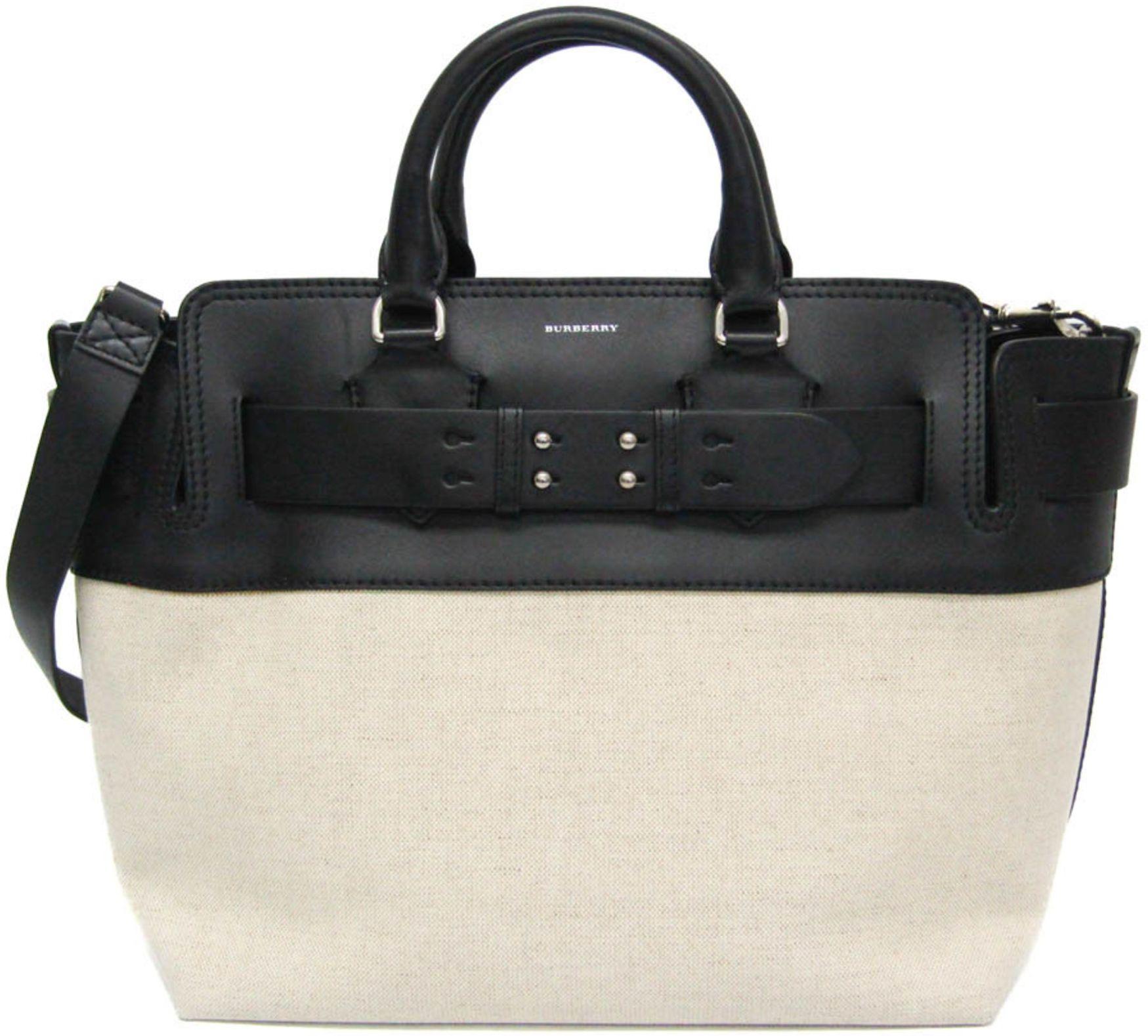 Burberry Leather Canvas Handbag Shoulder Bag