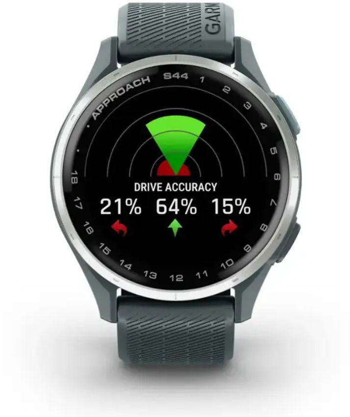 Garmin  Approach S44 Golf Smartwatch - 4GB - 30.4mm - Silver Aluminum - Aluminum - Twilight - Silicone Band - Silicone - Excellent