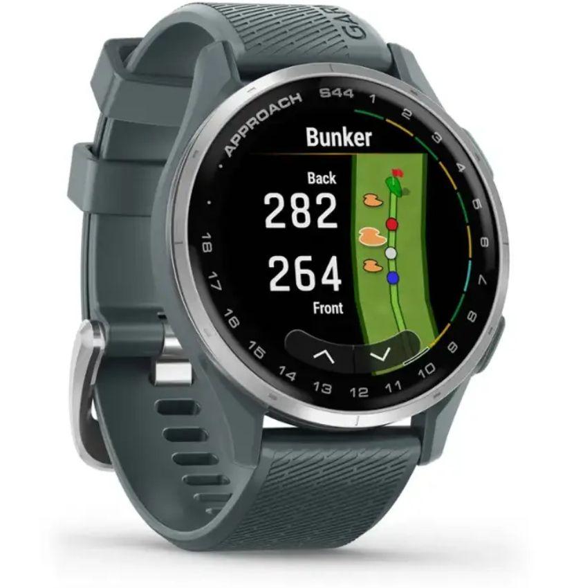 Garmin Approach S44 Golf Smartwatch - 4GB - 30.4mm - Silver Aluminum Aluminum Case with Twilight Silicone Silicone Band
