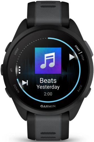 Garmin  Forerunner 165 Running Watch - 4GB - 30.4mm - Black - Music Edition (Fiber-Reinforced Polymer) - Slate Grey - Silicone Band - Silicone - Excellent