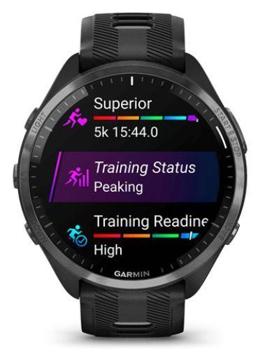 Garmin  Forerunner 965 Smartwatch - 35.4mm - Black - Titanium - Black - Silicone Band - Silicone - Good