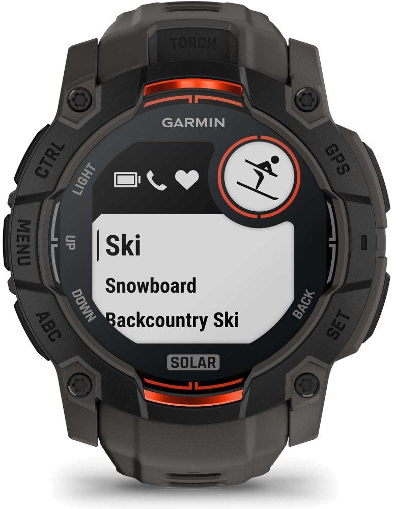 Garmin  Instinct 3 Smartwatch - 128MB - 50mm - Black - Solar Edition (Polymer) - Charcoal - Silicone Band - Silicone - Premium