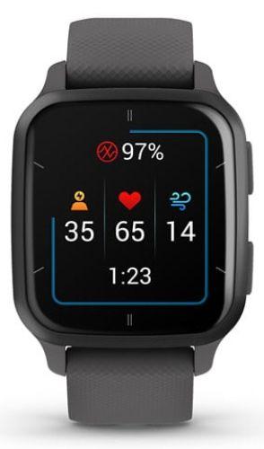 Garmin  Venu Sq 2 Smartwatch - Slate - Fiber-reinforced polymer - Shadow Gray - Silicone Band - Silicone - Excellent
