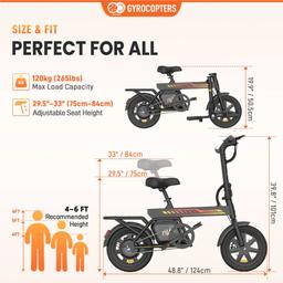 Gyrocopters PixAI Electric Foldable Cargo Bike - Black