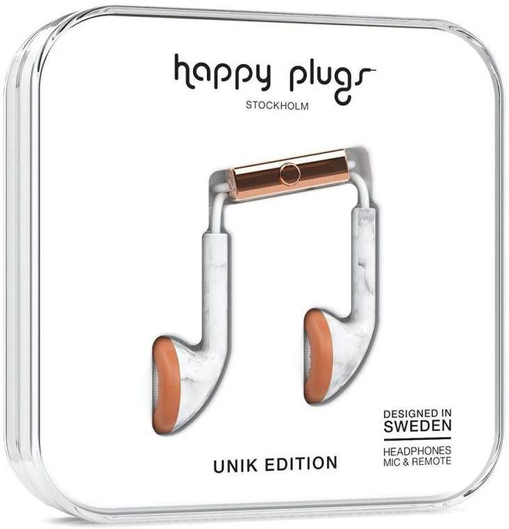 Happy Plugs  UNIK Edition In-Ear Earphones - White Marble Rose - Excellent