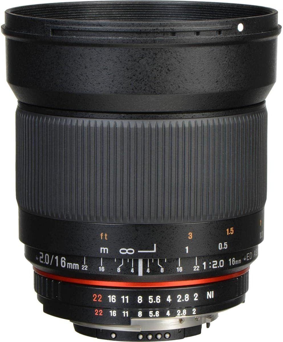 Rokinon  16mm f/2.0 ED AS UMC CS Lens for Nikon F-mount - Black - Good