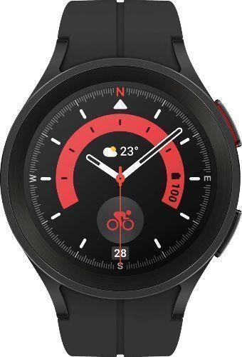 Samsung  Galaxy Watch5 - 16GB - Bluetooth - 44mm - Black - Pro (Titanium) - Black - D-Buckle Band - Hybrid Leather - Excellent