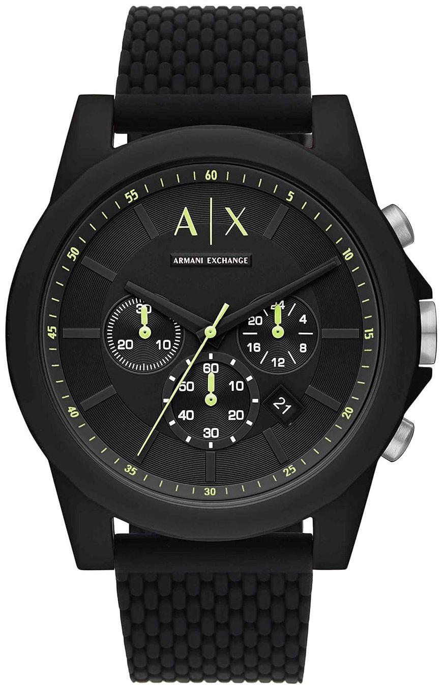 Armani Exchange  Chronograph Silicone Men Watch AX1344 - Black - New With Tags