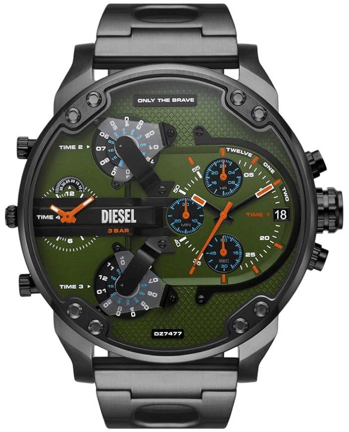 Diesel  Mr. Daddy Gunmetal Stainless Steel Men's Watch DZ7477 - Black - New With Tags